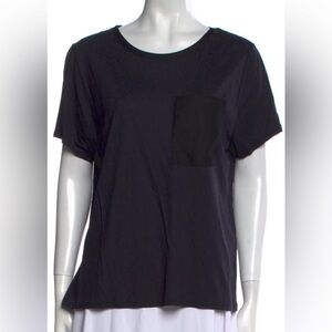 MAJE T-shirt L Black 100% Cupro Top Blouse Pocket Luxury